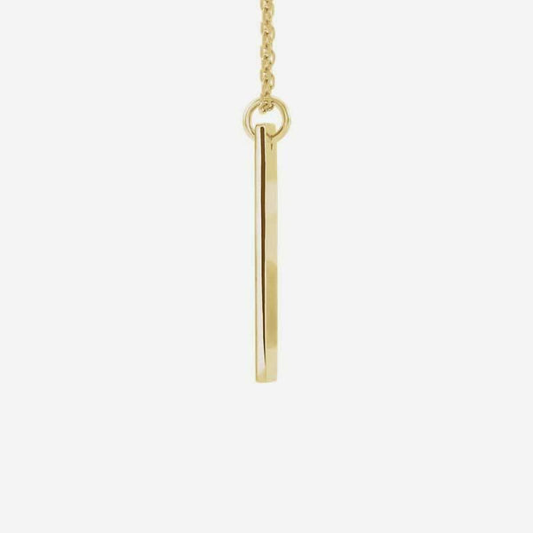 Side view of yellow gold LE CHEMIN Christian Necklace for women