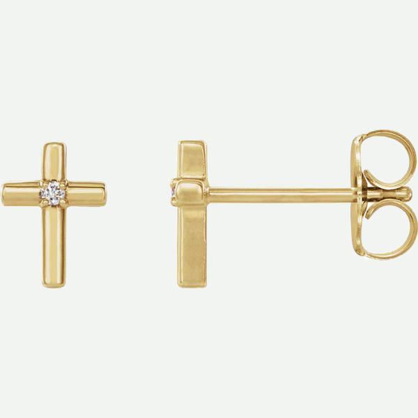 Mixed View Of Yellow Gold FAITHFUL Christian Earrings For Women