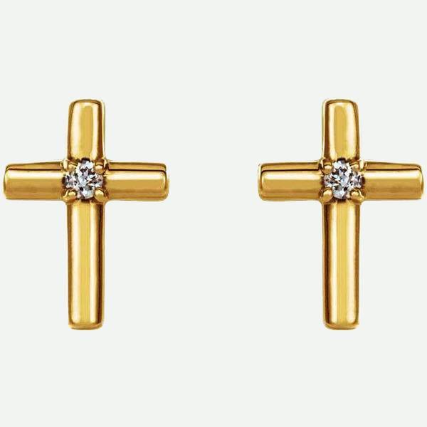 Front View Of Yellow Gold FAITHFUL Christian Earrings For Women