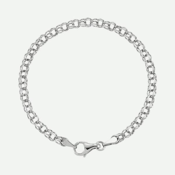 Top view of Solid White Gold Christian Charm Bracelet for women