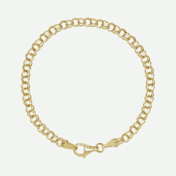 Top view of Solid Yellow Gold Christian Charm Bracelet for women