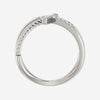 Top view of white gold diamond cross rope Christian ring for women