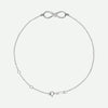 Top view of white gold INFINITE LOVE Christian bracelet for women