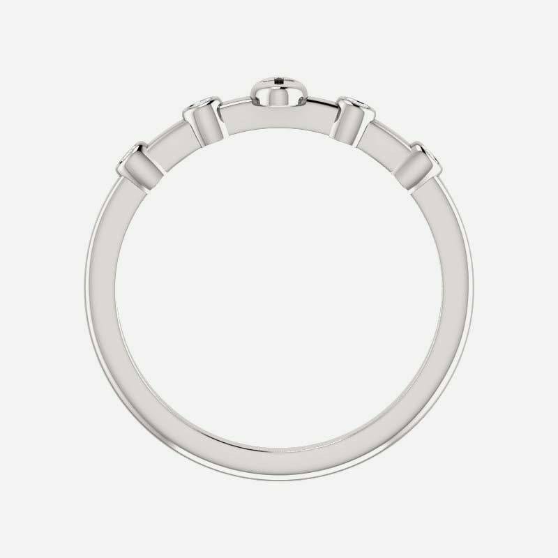 Top view of white gold .05 CTW Diamond Stackable Cross Christian Ring for women