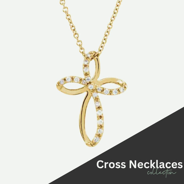 Yellow gold cross necklace with diamonds | Cross Necklace Banner | Glor-e
