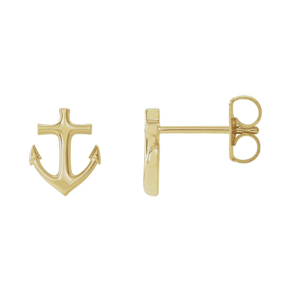 Yellow Gold Anchor Christian Earrings From Glor-e