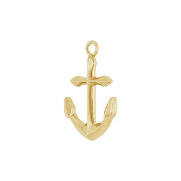 Gold Christian anchor dangle pendant – symbol of hope and faith on a white background