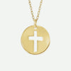 Back View of Yellow Gold PIERCED Christian Necklace For Women