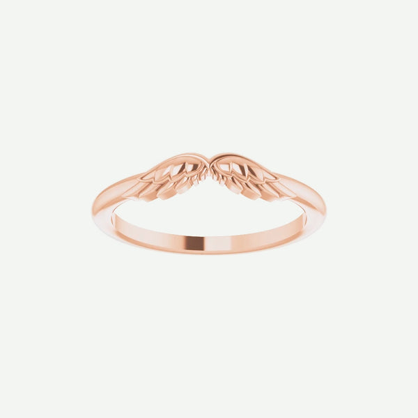 Front View of Rose Gold ANGEL WINGS Christian Ring For Women