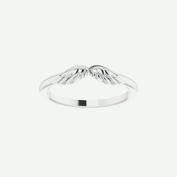 Front View of Sterling Silver ANGEL WINGS Christian Ring For Women