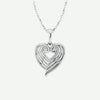 Front View of Sterling Silver ANGEL WINGS HEART Christian Necklace For Women