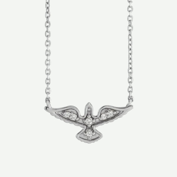 Front View of Sterling Silver HOLY SPIRIT Christian Necklace For Women