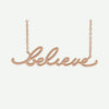 Front View of Rose Gold BELIEVE Christian Necklace For Women