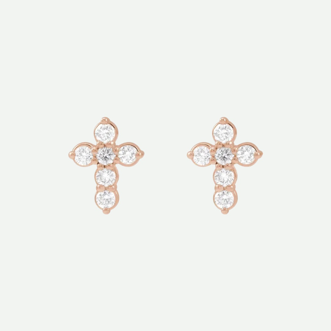 Front View of Rose Gold DEVOTED Christian Earrings For Women