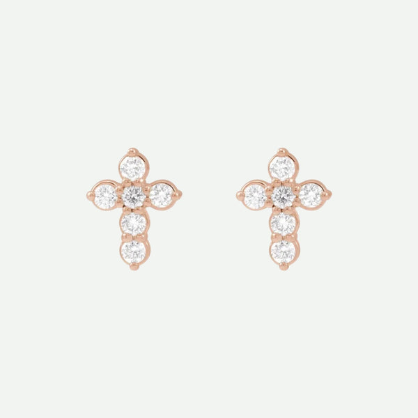 Front View of Rose Gold DEVOTED Christian Earrings For Women