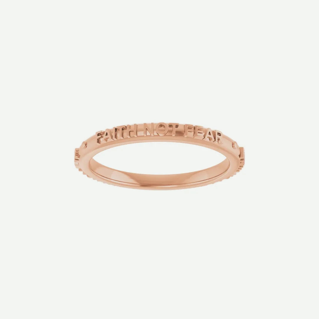 Front View of Rose Gold FNF Christian Ring For Women