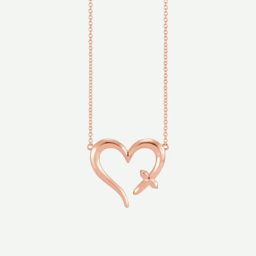 Front View of Rose Gold LOVED Christian Necklace for Women