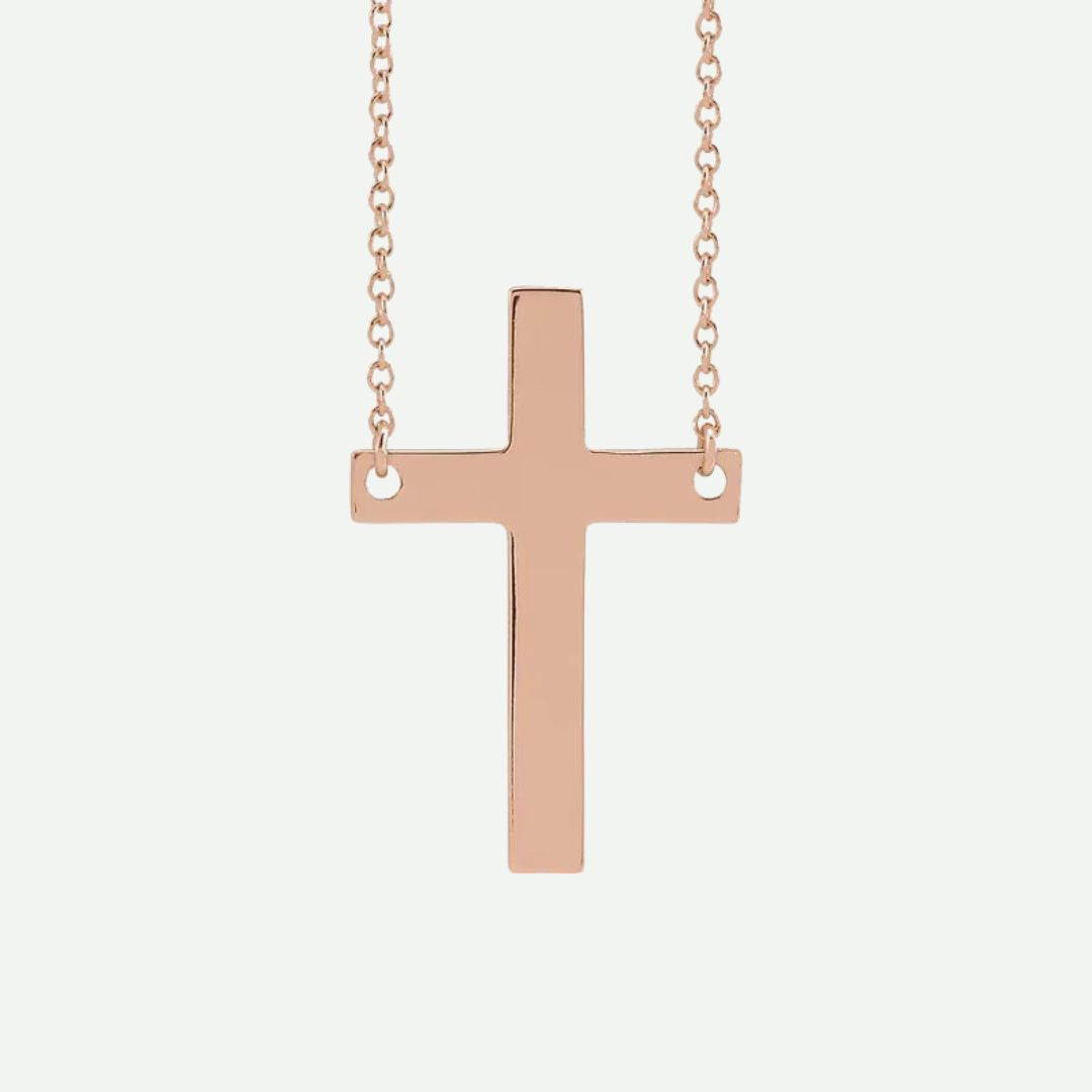 Front View Of Rose Gold SIMPLICITÉ Christian Necklace For Women