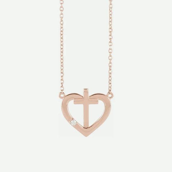 Front View of Rose Gold TRUE LOVE Christian Necklace for Women