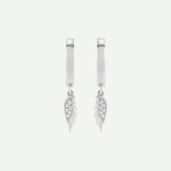Front view of sterling silver Angel Wing Christian earrings – intricate Christian jewelry crafted with grace and spiritual meaning