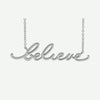 Front View of Sterling Silver BELIEVE Christian Necklace For Women
