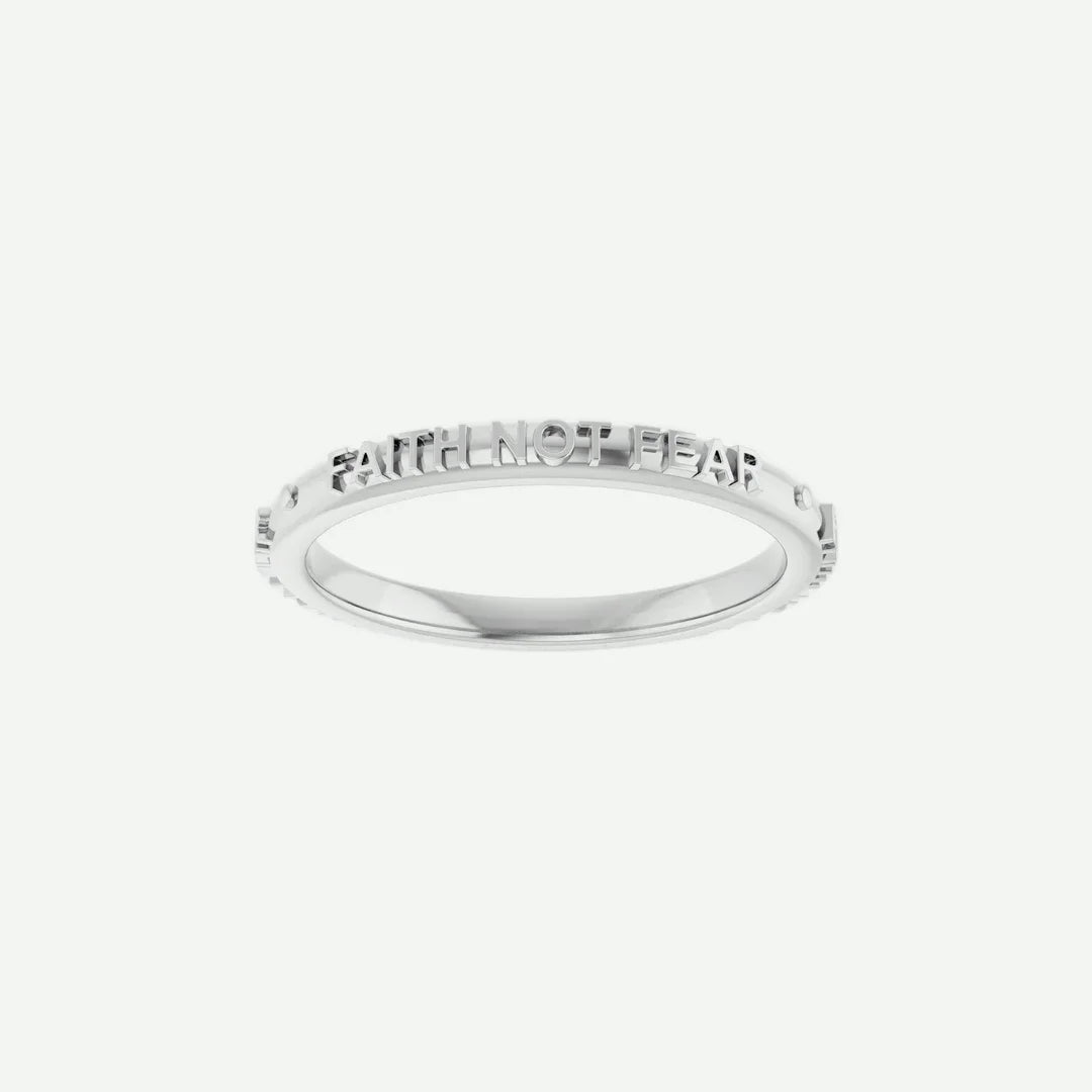 Front View of Sterling Silver FNF Christian Ring For Women