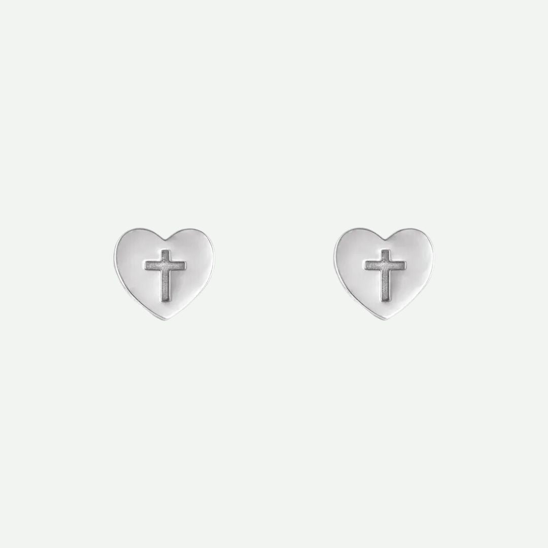 Front View of Sterling Silver FOI Christian Earrings For Women