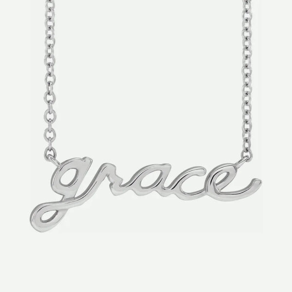 Front View of Sterling Silver GRACE Christian Necklace For Women