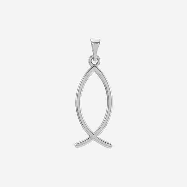 Sterling silver Ichthys Christian pendant for women – front view, faith-inspired necklace with fish symbol