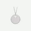 Front view of sterling silver PIERCED ‘E’ Christian necklace from Glor-e – refined women’s jewelry expressing purity and belief