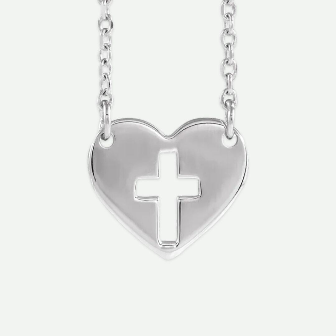 Front view of Sterling Silver PURE LOVE Christian Necklace 