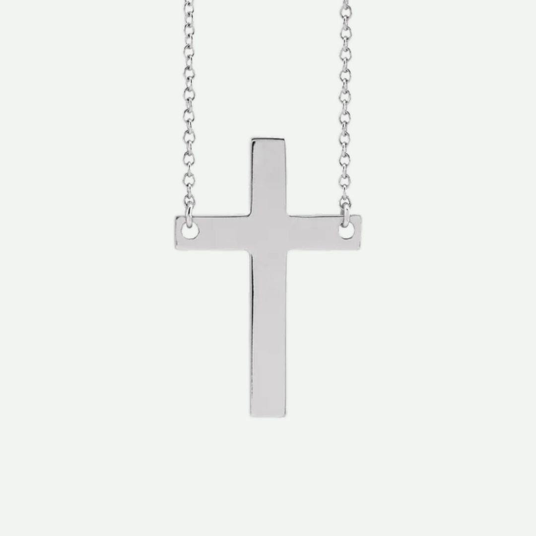 Front View Of Sterling Silver SIMPLICITÉ Christian Necklace For Women