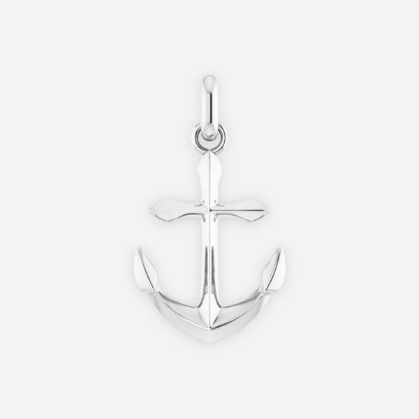 Front View of White Gold ANCHORED Unisex Christian Pendant