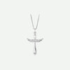 White gold angel wings cross pendant necklace on a white background | Modern Christian Jewelry | Glor-e
