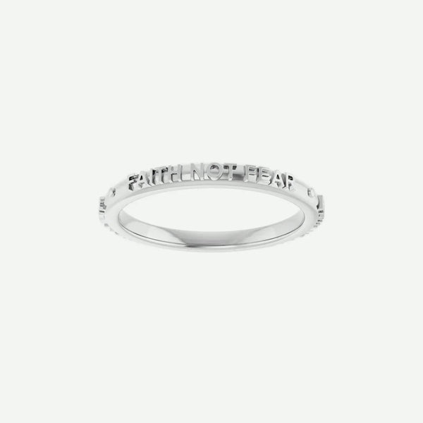 Front View of White Gold FNF Christian Ring For Women