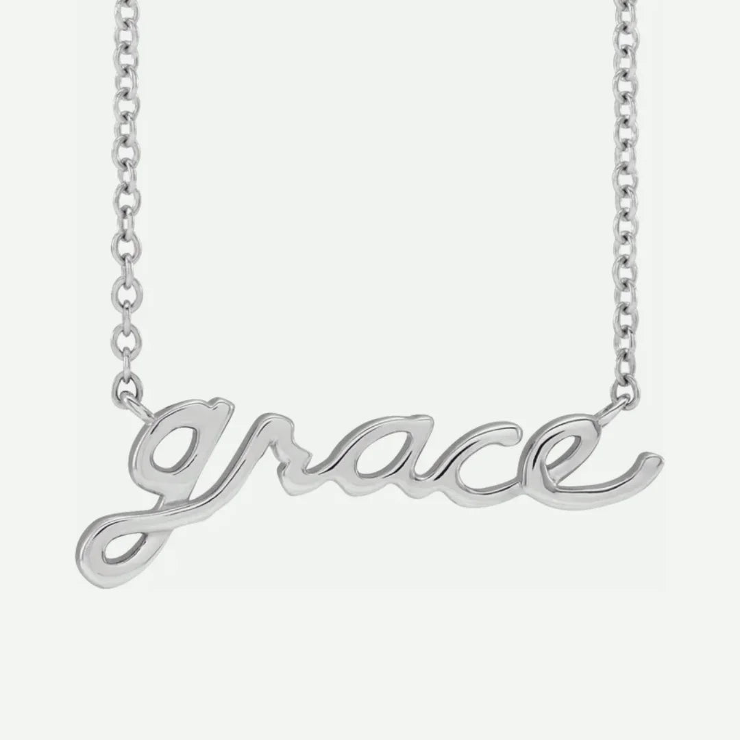 Front View of White Gold GRACE Christian Necklace For Women