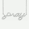 Front View of White Gold PRAY Christian Necklace For Women