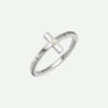 Front view of the PRECIOUS white gold cross ring with pearl detail, a timeless Christian design reflecting grace and devotion.