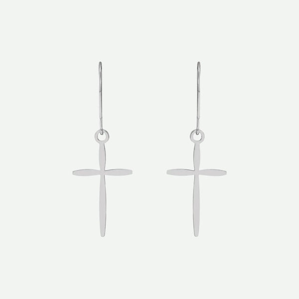 Front View Of White Gold UNIQUE Christian Earrings For Women