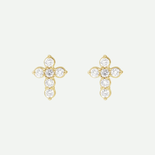 Front View of Yellow Gold DEVOTED Christian Earrings For Women