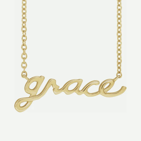 Front View of Yellow Gold GRACE Christian Necklace For Women