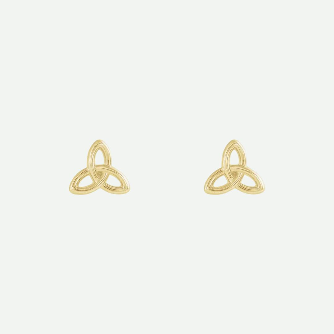 Front View Of Yellow Gold HARMONIE Christian Earrings For Women