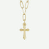 Front View of Yellow Gold Unisex LINKED Christian Necklace