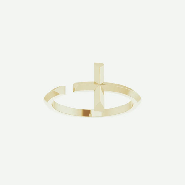 Front View of Yellow Gold PINNACLE Christian Ring For Women