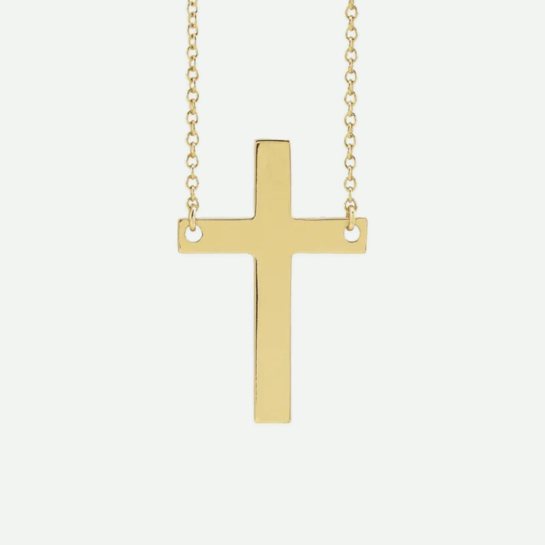 Front View Of Yellow Gold SIMPLICITÉ Christian Necklace For Women