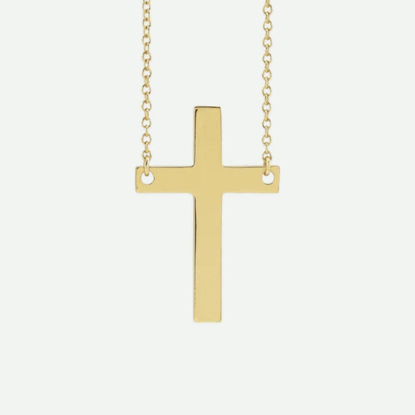 Front View Of Yellow Gold SIMPLICITÉ Christian Necklace For Women