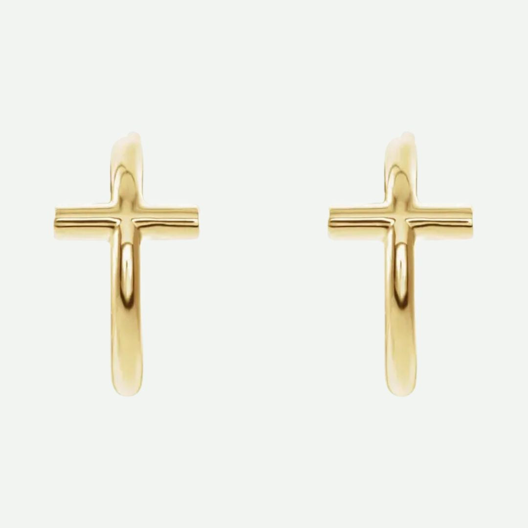 Front View of Yellow Gold THRIVE Christian Earrings For Women