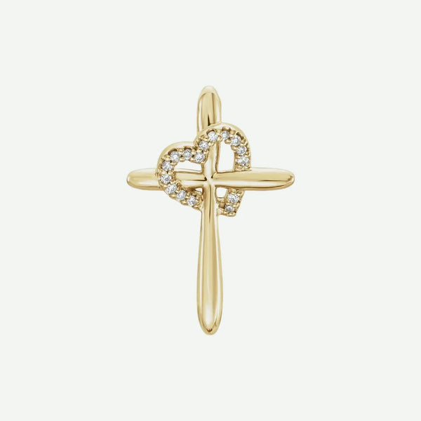 Front view of yellow gold TRUE LOVE Christian Pendant For Women