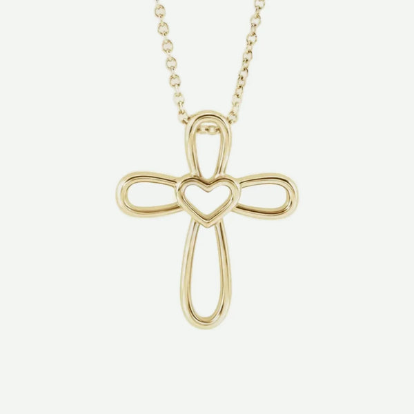 Front view of yellow gold UNCONDITIONAL Christian necklace for women