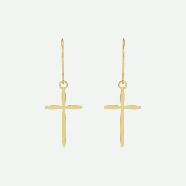 Front View Of Yellow Gold UNIQUE Christian Earrings For Women